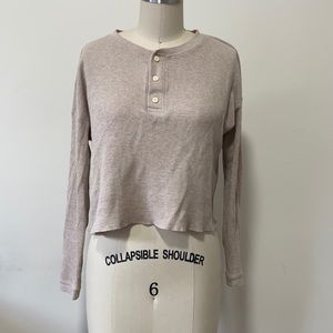 Everlane Oatmeal Waffle Cropped Henley